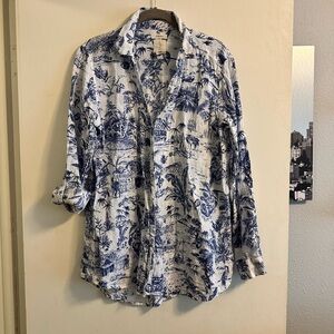 Joie Blue and White Linen Shirt